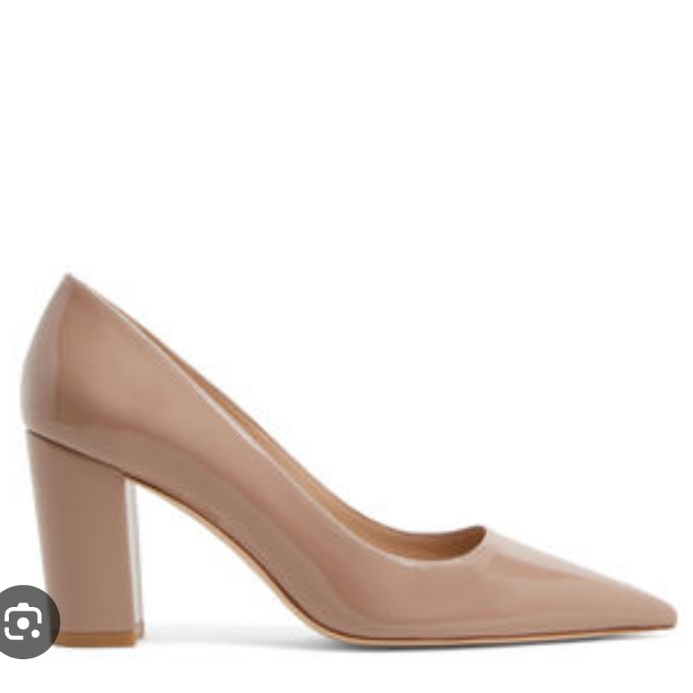 Marc Fisher Nude Patent Block Heel Pumps